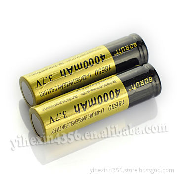 Hot Sale! Low Price Lithium 3.7v 4000mAh Boruit 18650 Battery Golden Color Rechargeable Li-lon Battery 2pcs for Led Light